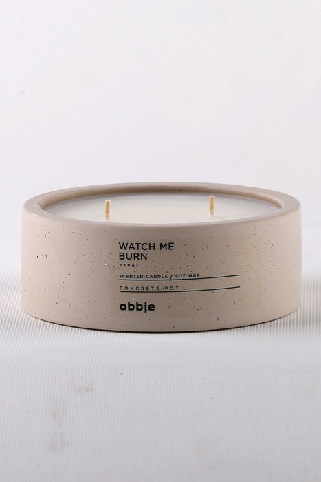 Aberto Design Vela Watch Me Burn Flat de Hormigón con Aroma a Ámbar para el Hogar Elegancia Sofisticación y Confort Ideal Regalo Duradero